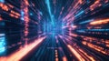 Digital data stream passing through abstract network tunnel Royalty Free Stock Photo