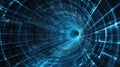 Digital data stream passing through abstract technology tunnel Royalty Free Stock Photo