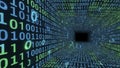 Digital Data Stream Tunnel with Binary Code and Information Flow Royalty Free Stock Photo