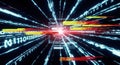 Digital data stream tunnel with binary code and light effects jpg war related Royalty Free Stock Photo