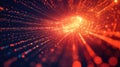 Digital data stream tunnel effect radiating orange light Royalty Free Stock Photo