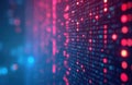 Digital data stream visualization. Abstract background with blue and red bokeh lights and data code. Modern design for tech and Royalty Free Stock Photo