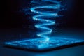 Digital data stream visualization with glowing spiral effect Royalty Free Stock Photo
