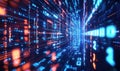 Digital Data Stream Visualizing Cyber Space with Glowing Binary Code and Matrix Effect Royalty Free Stock Photo