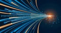 Digital data streams converging into a bright central point of light Royalty Free Stock Photo