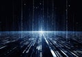 Digital data streams converging into a futuristic binary light tunnel Royalty Free Stock Photo