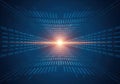 Digital data streams converging into a futuristic light beam in a binary matrix Royalty Free Stock Photo