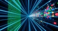Digital data streams converging into a futuristic light spectrum Royalty Free Stock Photo