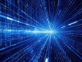 Digital data streams converging into a futuristic light tunnel network Royalty Free Stock Photo