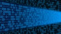 Digital data streams flow into each other - series of binary code in blue color Royalty Free Stock Photo