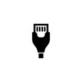 Digital Data Transfer Phone Charging Cable, Lightning Connector. Flat Vector Icon illustration. Simple black symbol on