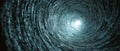Digital data tunnel with binary code vortex and glowing center Royalty Free Stock Photo