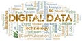 Digital Data vector word cloud, made with text only. Royalty Free Stock Photo