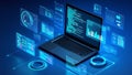 Digital Data Visualization and Analysis on a Laptop Screen Display Royalty Free Stock Photo