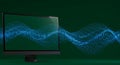 Digital Data Visualization on Computer Screen with Blue Binary Wave Pattern Royalty Free Stock Photo