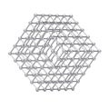Digital Data Visualization Concept. Abstract Chrome Wireframe Atom Mesh Cube. 3d Rendering
