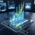 Digital data visualization displaying financial charts and market analysis insights Royalty Free Stock Photo