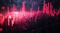 Digital data visualization with neon red graphs and glowing lines in a futuristic context