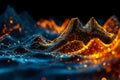 Digital data visualization resembling a vibrant mountainous landscape Royalty Free Stock Photo