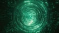 Digital data vortex creating green energetic light tunnel Royalty Free Stock Photo
