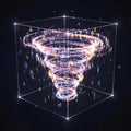 Digital Data Vortex in a Transparent Cube Abstract Technology Concept Royalty Free Stock Photo