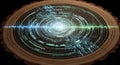 Digital Data Vortex on Tree Ring Slice, Sound Wave Visualization Royalty Free Stock Photo