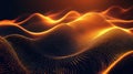 Digital data waves creating glowing orange particles background Royalty Free Stock Photo
