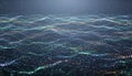 Digital data waves flowing in a futuristic particle grid Royalty Free Stock Photo
