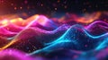 Digital data waves visualizing glowing particle surface Royalty Free Stock Photo