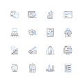 Digital database line icons collection. Storage, Access, Management, Retrieval, Analytics, Integration, Collaboration