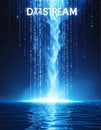 Digital Datastream Waterfall into a Cyber Sea Royalty Free Stock Photo
