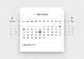 A digital date picker interface featuring a calendar with days of the Royalty Free Stock Photo