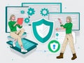 Digital Defense: A Visual Guide to Protecting Data and Systems Through Green Icons and Safety Tools Royalty Free Stock Photo