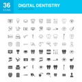 Digital Dentistry Line Web Glyph Icons