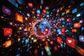 Digital Depiction of a Globe with Lines and Colorful Icons in Motion