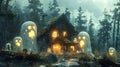 Haunted Nursery of Ghostly Children Amidst Feelings of Worthlessness and Self-Doubt in Mystical Forest Cabin, Generative AI