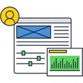 Digital design, develop, testing process flat icon Royalty Free Stock Photo