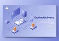 Digital isometric design concept set of online delivery app 3d icons.Isometric business finance symbols-user profile