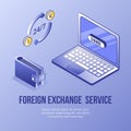 Digital isometric design concept set of online foreign exchange app 3d icons.Isometric business finance symbols-laptop