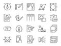 Digital design line icon set. Included icons as graphic designer, layout, tablet, mobile app, web design and more.