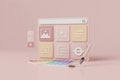 Digital Design Tools and Interface Icons on a Pink Background Royalty Free Stock Photo