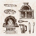 Digital detailed line art bakery Royalty Free Stock Photo