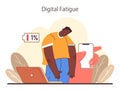 Digital detox. Character practicing mindfulness, reducing screen time