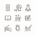 Digital Detox Line Art Icons Royalty Free Stock Photo