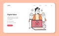 Digital detox web banner or landing page. Character taking a break from