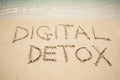 Digital Detox Word On Sand Near The Sea