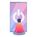 Digital detoxing disconnect icon, cartoon style