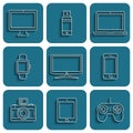 Modern digital devices and electronic gadgets icons