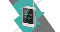 A digital device with a rectangular shape, featuring a screen displaying data graphs and Royalty Free Stock Photo
