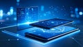 Digital Devices with Futuristic Interface Displaying Data Visualization and Technology Royalty Free Stock Photo